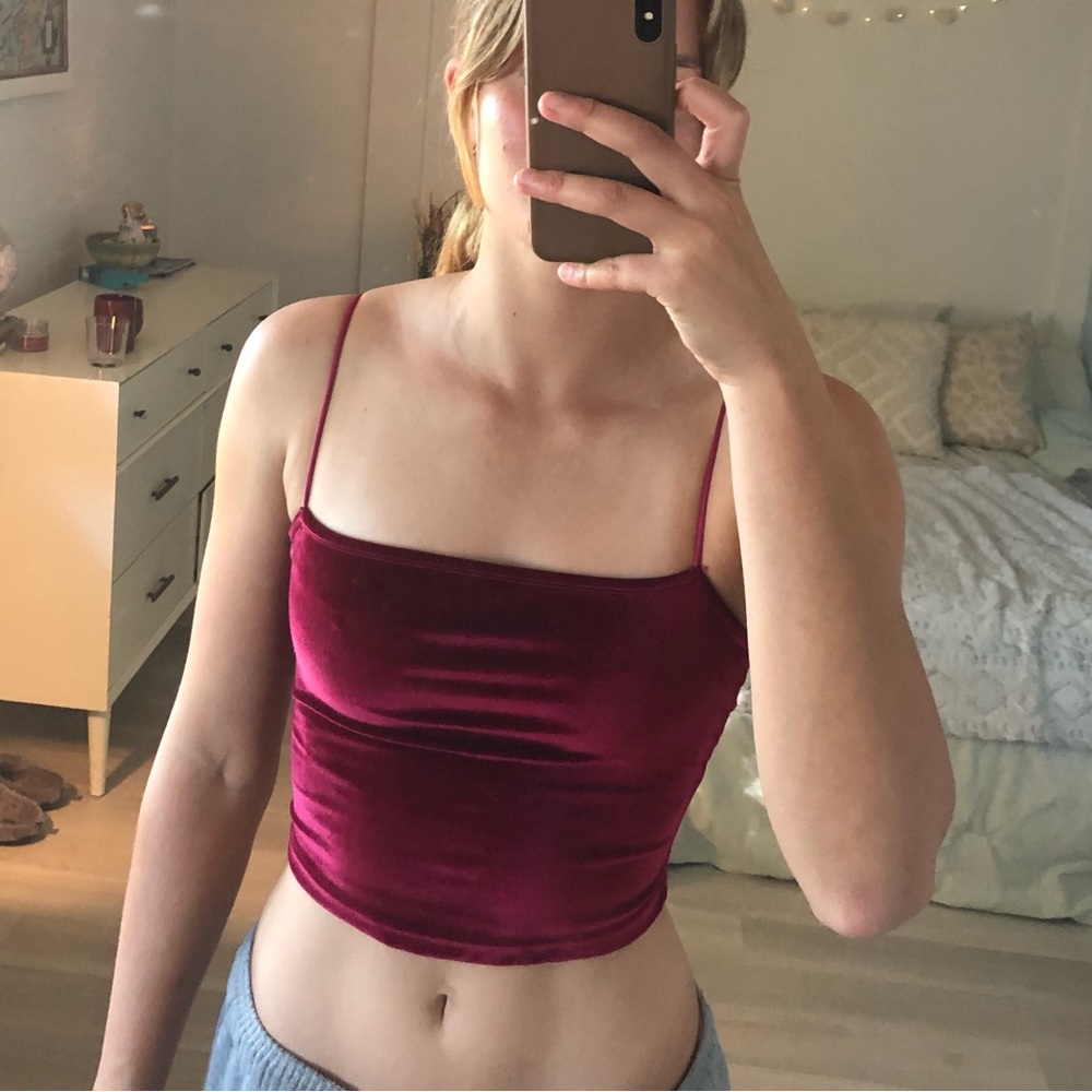 Red velvet top from Shein.